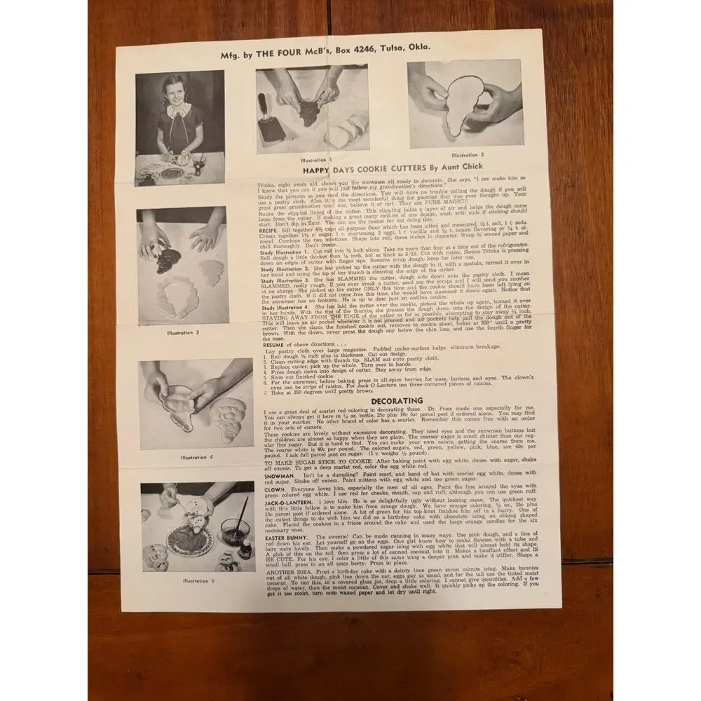 3 Vintage Aunt Chick's Pastry Kit Cookie Cutter Brochures Tulsa OK Chickadees
